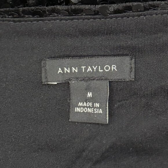 Ann Taylor Party Black Sequin Wrap Top – Stretch Party Blouse Size M - Picture 5 of 7